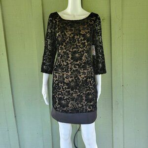 NWT LAUNDRY Black Burn Out Velvet Dress 2